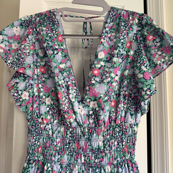 Rails Kimora Floral Cotton Minidress Flutter Sleeve Ruched Waist - Size Small - Picture 4 of 8